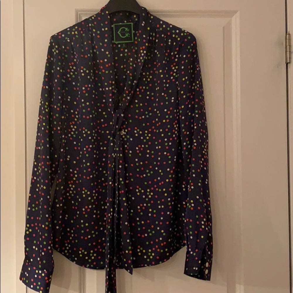 Navy and Rainbow Polkadot Blouse size S